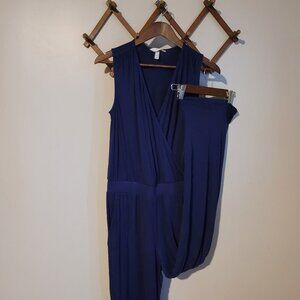 Soma Jersey Knit Faux Wrap Jumpsuit Blue SZ S